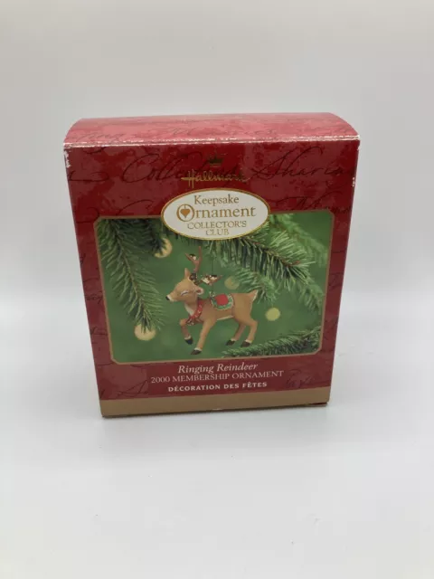 Hallmark Keepsake 2000 Collector's Club "Ringing Reindeer" Christmas Ornament