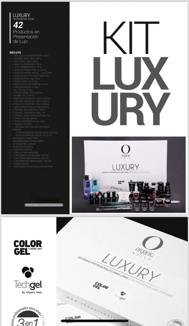 Kit profesional  Luxury 3 en 1  Acrílico, Color Gel Y Tech Gel Organic Nails