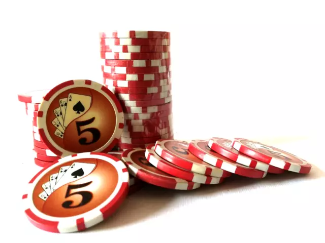 50 Fiches Poker chips casino gettoni casinò Valore 5 ABS 12 gr giochi da tavolo