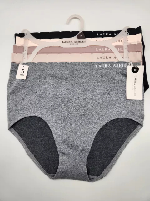 LAURA ASHLEY 5 Pack Women 1X 3X Seamless Briefs Panties Black Gray Pink  Beige £28.30 - PicClick UK