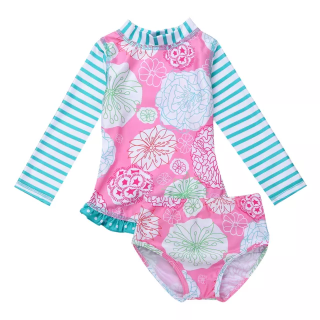 Maillot de bain bébé fille protection UV maillot de bain chemise manches longues + maillot de bain tenues