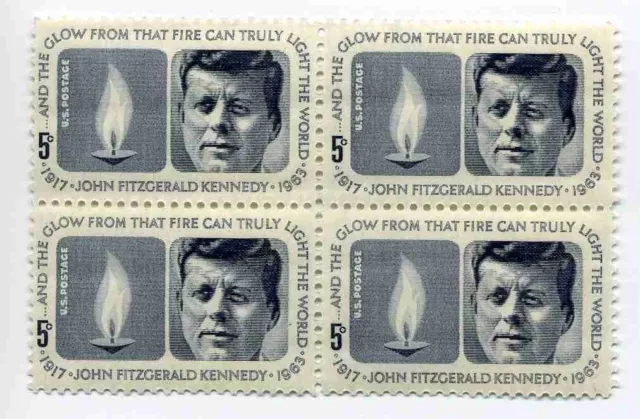 John F. Kennedy JFK Eternal Flame 59 Year Old Mint Vintage Stamp Block from 1964