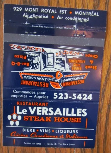 Restaurant 40 Strikes Matchbook: Versailles Steak House (Montreal, Quebec) -E9