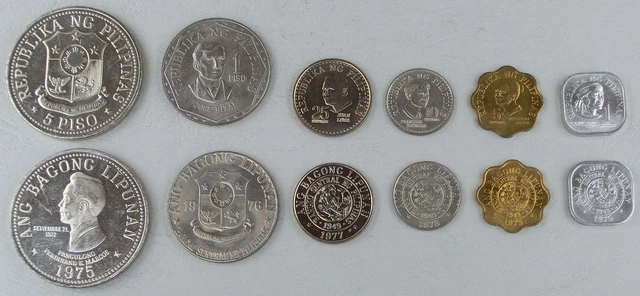 Philippines / Philippines kms Jeu de pièces de cours 1975-1977 splendide