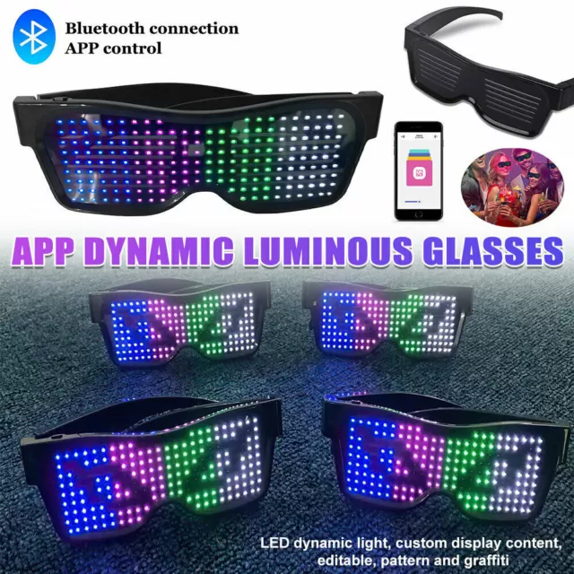 LED Luminous Glasses Electronic Rechargeable APP Control For Costume Neon DJ AU