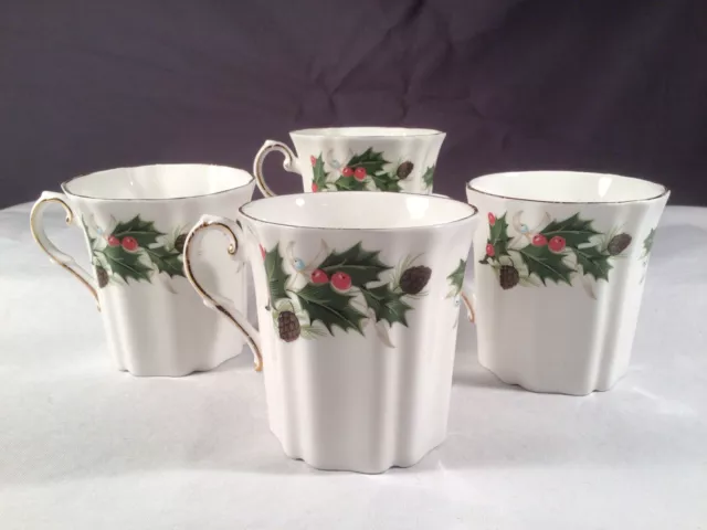 Royal Grafton Fine Bone China Christmas Coffee/Tea Cups lot of 4