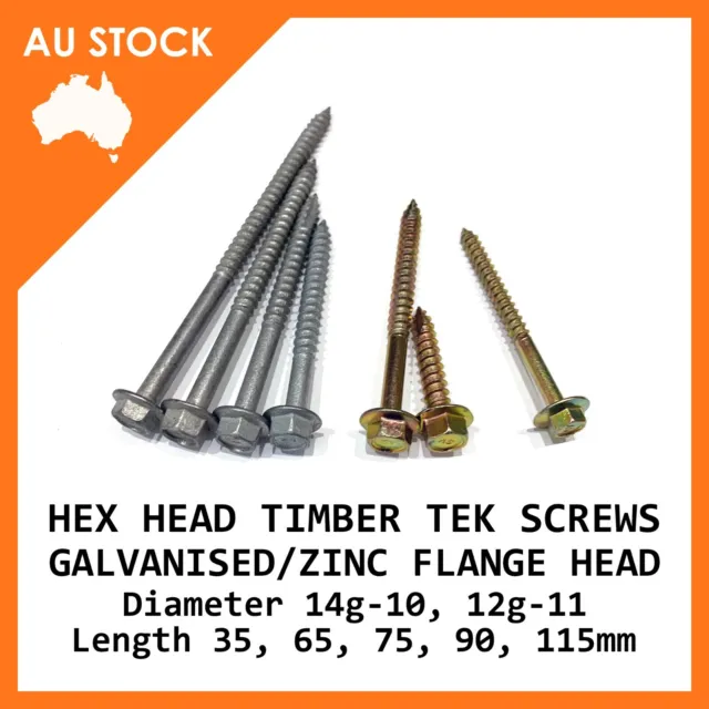 Hex Head Self Drilling Flange Galvanised/Zinc T17 Timber Tek Screw 12g 14g