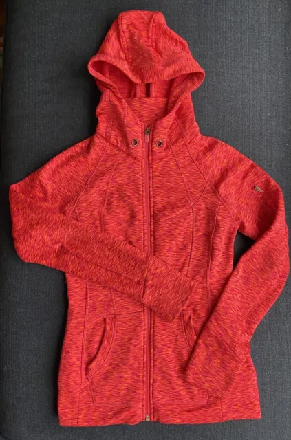 Women Athleta Heathered Red Full Zip Running Jacket Hoodie Lightweight Fleece XS