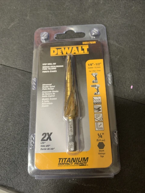 DEWALT DWA1783IR Step Drill Bit, Impact Ready, 1/8-Inch-1/2-Inch