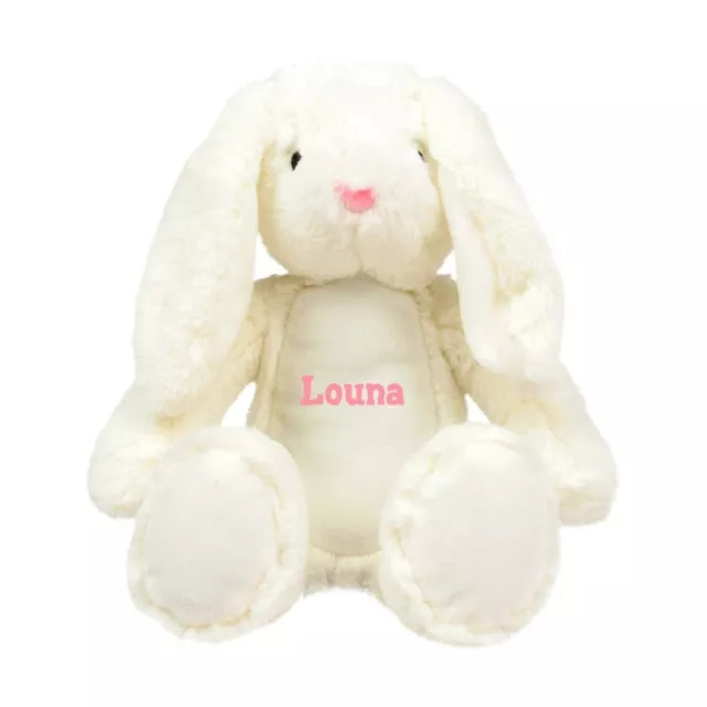 Mini peluche doudou lapin blanc personnalisé au prénom