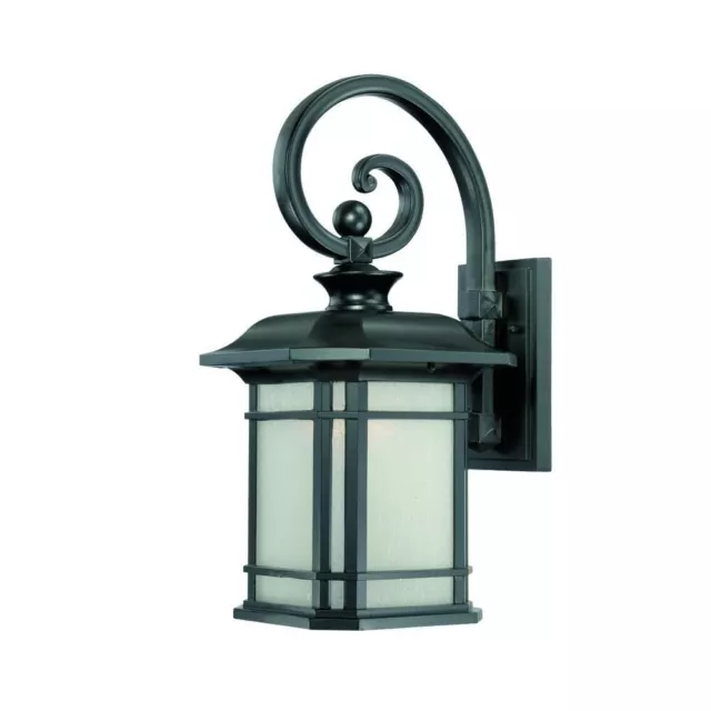 Durable XL Matte Black Frosted Linen Glass Lantern Wall Light