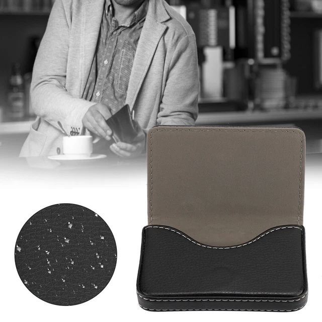 (Nero) Borsa per carte chiusura magnetica portatile PU custodia portaoggetti per biglietti da visita