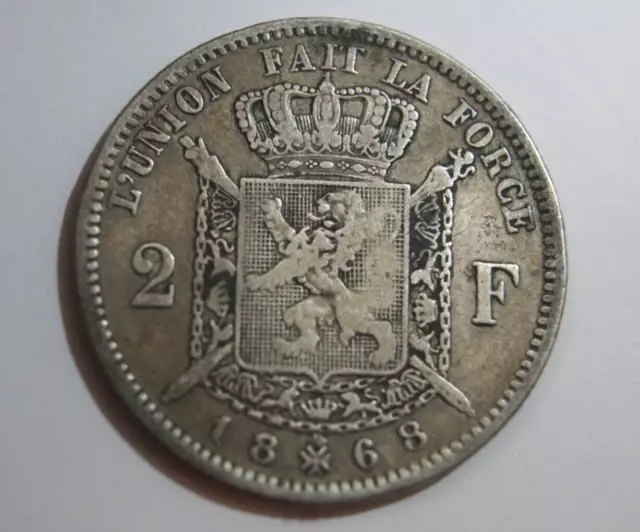 Belgien, 2 Francs 1868, Silber