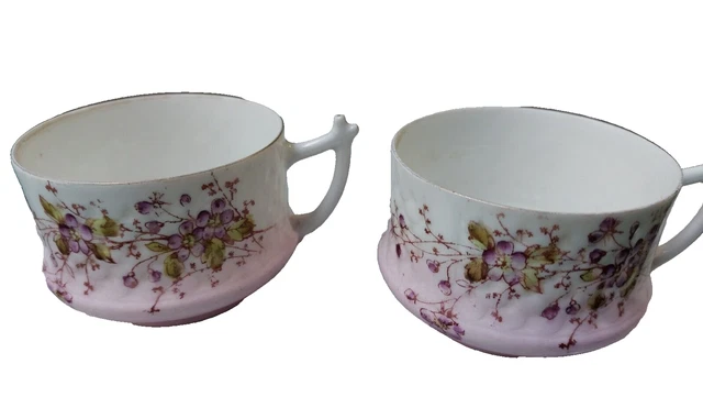 ANCIENNE 4 TASSE à Thé et Sous-Tasses en Porcelaine de Paris Peint Main