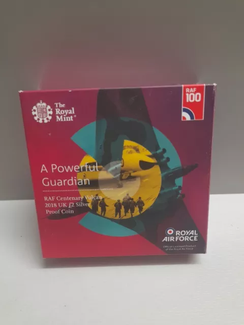 Royal Mint 2018 RAF Centenary Vulcan UK Silver Proof £2 Pounds Coin COA F/10