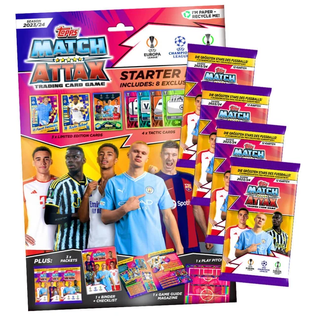 CARTES MATCH ATTAX Champions League 2024 1 Starter + 4 Booster Cartes