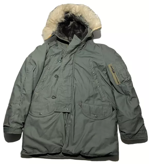 VINTAGE 70S MILITARY N-3B Parka Jacket Hood Size Small Q7 $125.00 ...
