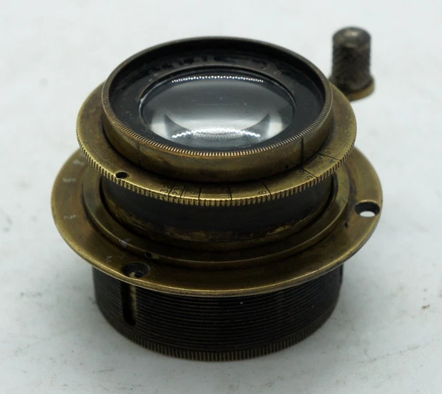 VINTAGE BRASS LENS H.ROUSSEL PARIS STYLOR 105 mm F4.5 COVERS 6x9