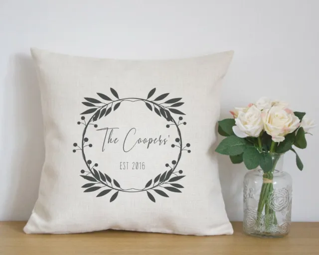 Personalised Linen Cushion Cover, Wedding or Anniversary Gift, Home Decor