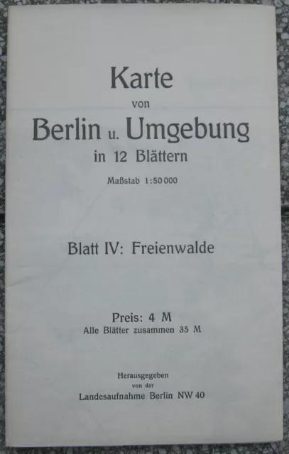 Landkarte Berlin und Umgebung in 12 Blättern Blatt 4  Freienwalde Wriezen  1914 2