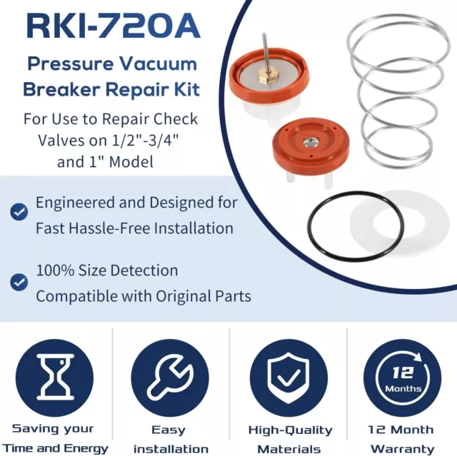 For Zurn Wilkins 1/2" 3/4" 1" Model 720A PVB Pressure Vacuum Breaker Repair Kit 2