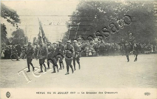 Francia - Parigi, parata militare del 14 luglio (drapeau des chasseurs) - 1917