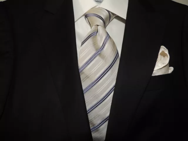 Exquisite Ermenegildo Zegna men's woven 100% silk necktie TIE. 59X3.3/4
