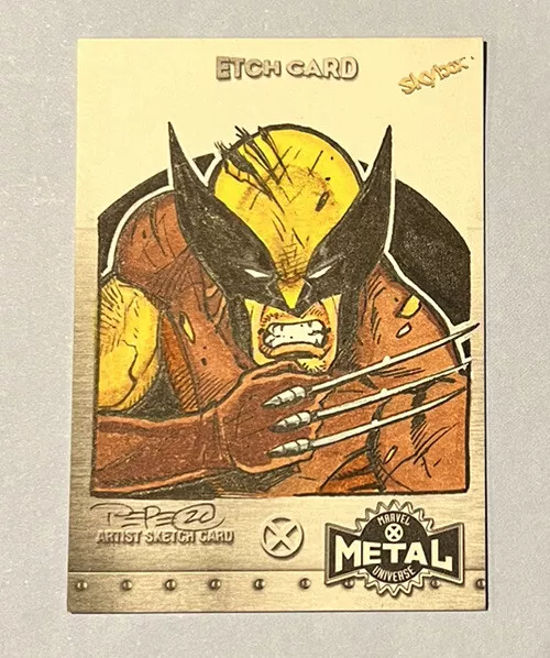 Wolverine 🔥 2021 Marvel X-Men Metal Universe Sketch Etch Card Darrin Pepe Sick!