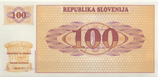 Slowenien / Slovenia P.06s1 100 Tolarjew 1990 Specimen (1) UNC