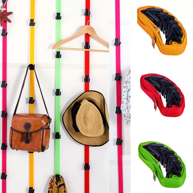 Over Door Straps Hanger Adjustable 8 Hooks Hat Bag Coat Clothes Rack Organizer