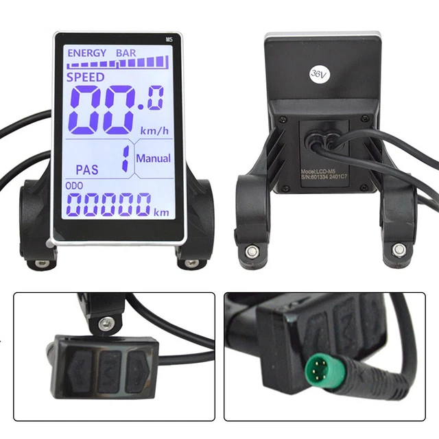 Écran LCD UART 36V/48V Pour Vélo Électrique – Indicateur Batterie, Vitesse, ODO, PAS, Phare – Compatible Scooter E-Bike
