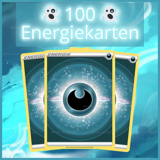 Pokémon 100 Basis-Energiekarten – Alle Typen Enthalten + Toploader Zum Schutz