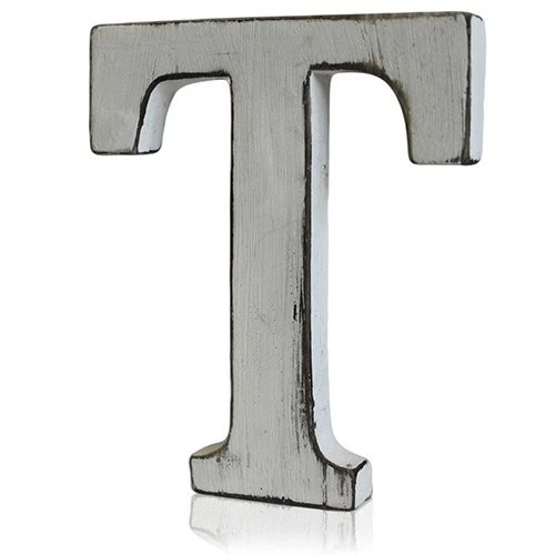 Shabby Chic White Wooden Letters Freestanding Names Alphabet 'T'