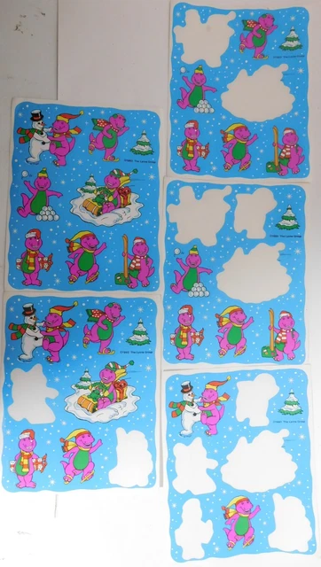 BARNEY PURPLE DINOSAUR Lyons Brand Stickers 1 Sheet 4 Partial 1993 USA barney-purple-dinosaur-lyons-brand-stickers-1-sheet-4-partial-1993-usa