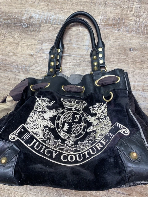 Juicy Couture Black Patent Leather Monogram Crossbody Shoulder Hand Carry  Purse | eBay