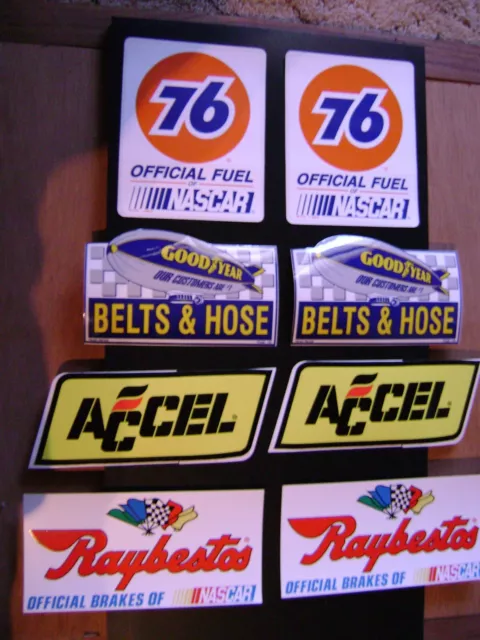 (Lot of 8) Vintage racing sticker decals, 76, Accel, Raybestos & Goodyear