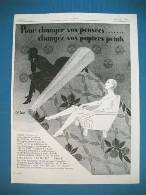 Publicite De Presse Leroy Papiers Peints Illustration Saint Jean French Ad 1928