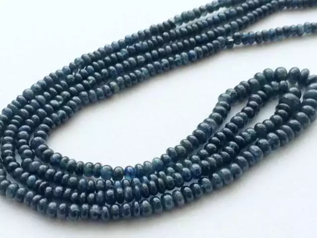 2.5mm -4mm Blue Sapphire Beads, Sapphire Plain Rondelle Beads 25 Beads