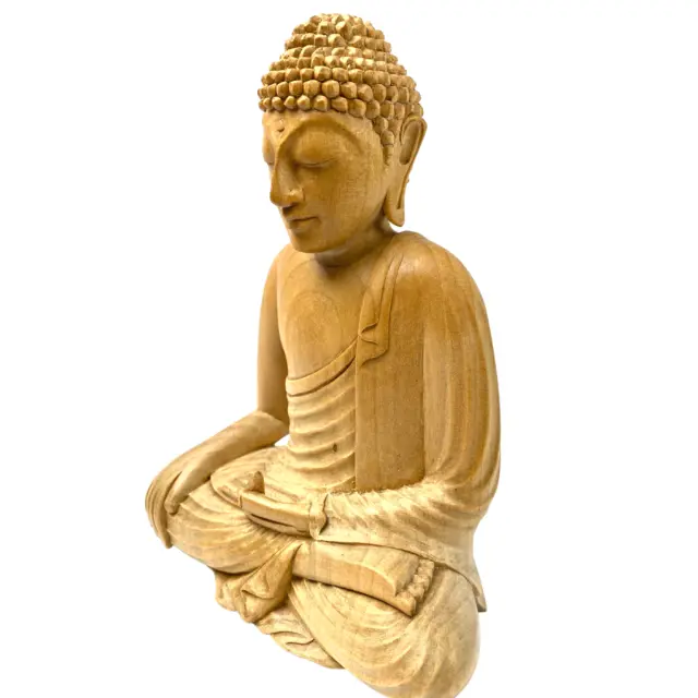 Buddha Sculpture Bhumisparsha Mudra Handmade Wood Carving Statue Balinese art 2