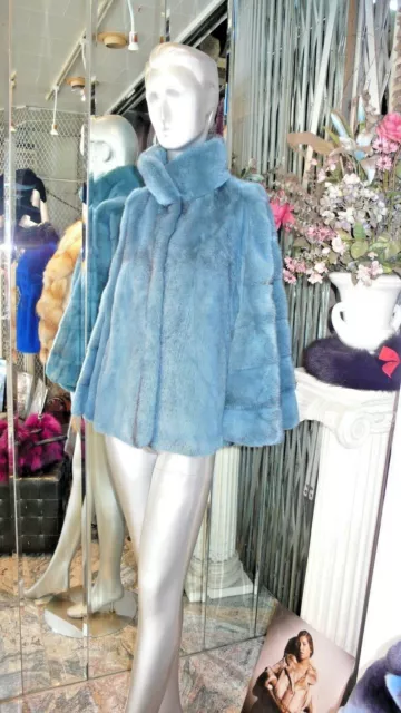 Stunning Teal Blue MINK FUR Cape Top Quality Mink Saga Furs Denmark On Sale Now 3