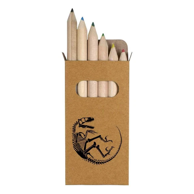 6 x 'Velociraptor Fossil' kurz 85 mm Bleistifte/Buntstift-Set (PE00051118)