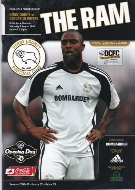 Derby County v Doncaster Rovers programme, Championship, August 2008