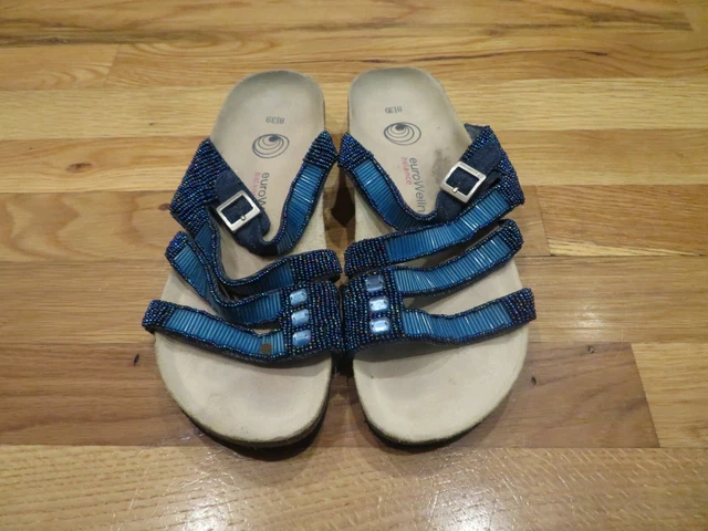 New Womens Blue EuroWellness Sandals Size, 8  39