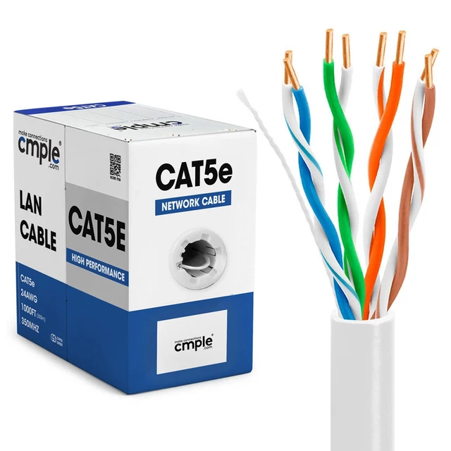 CAT 5E Cable 1000ft CCA Riser Network Cable 24AWG CMR LAN