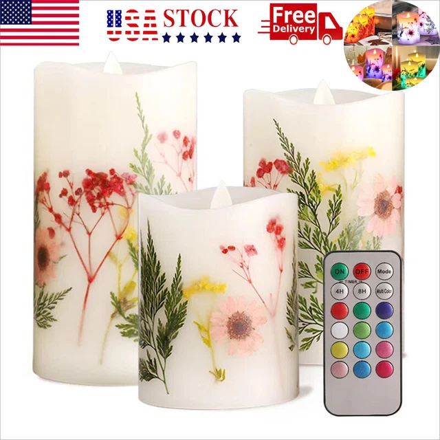 LUMINARA FLAMELESS MOVING Wick Scented Candles Wax Pillar Remote Timer