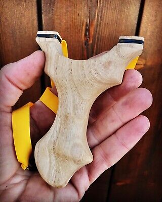 Artigianale FIONDA IN LEGNO ARTIGIANALE  bella decorato a forma di lupo 