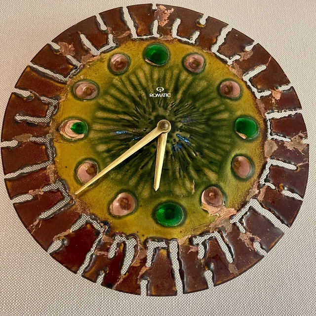 Franco Bastianelli Rare Pendule Emaillee Pop Design 60 Laurana  Wall Clock