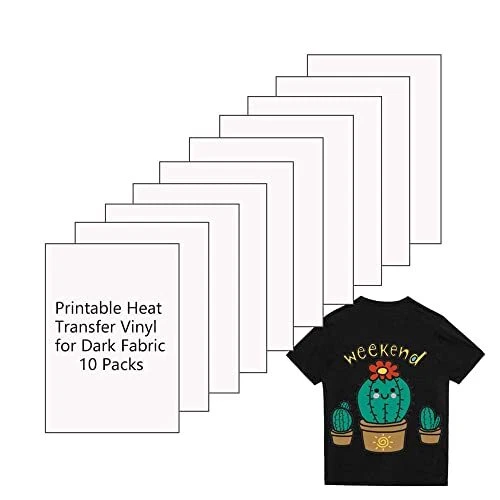 Printable Heat Transfer Vinyl Paper Inkjet Printer Iron on HTV for Dark Fabri...