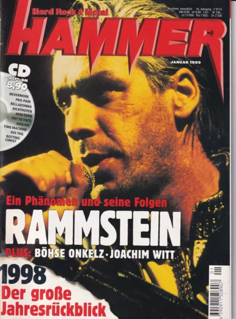 METAL HAMMER 1/1999 + CD - Hard+Heavy Magazin - Rammstein, Onkelz, Witt, Skyclad