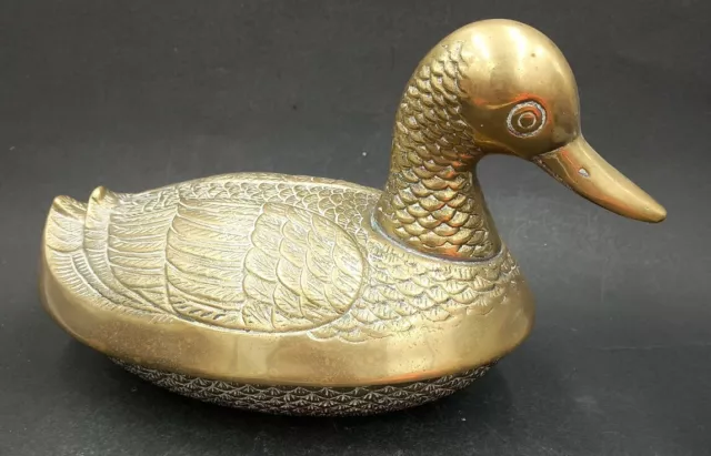 Solid Brass Leonard Mallard Duck W/ Lid